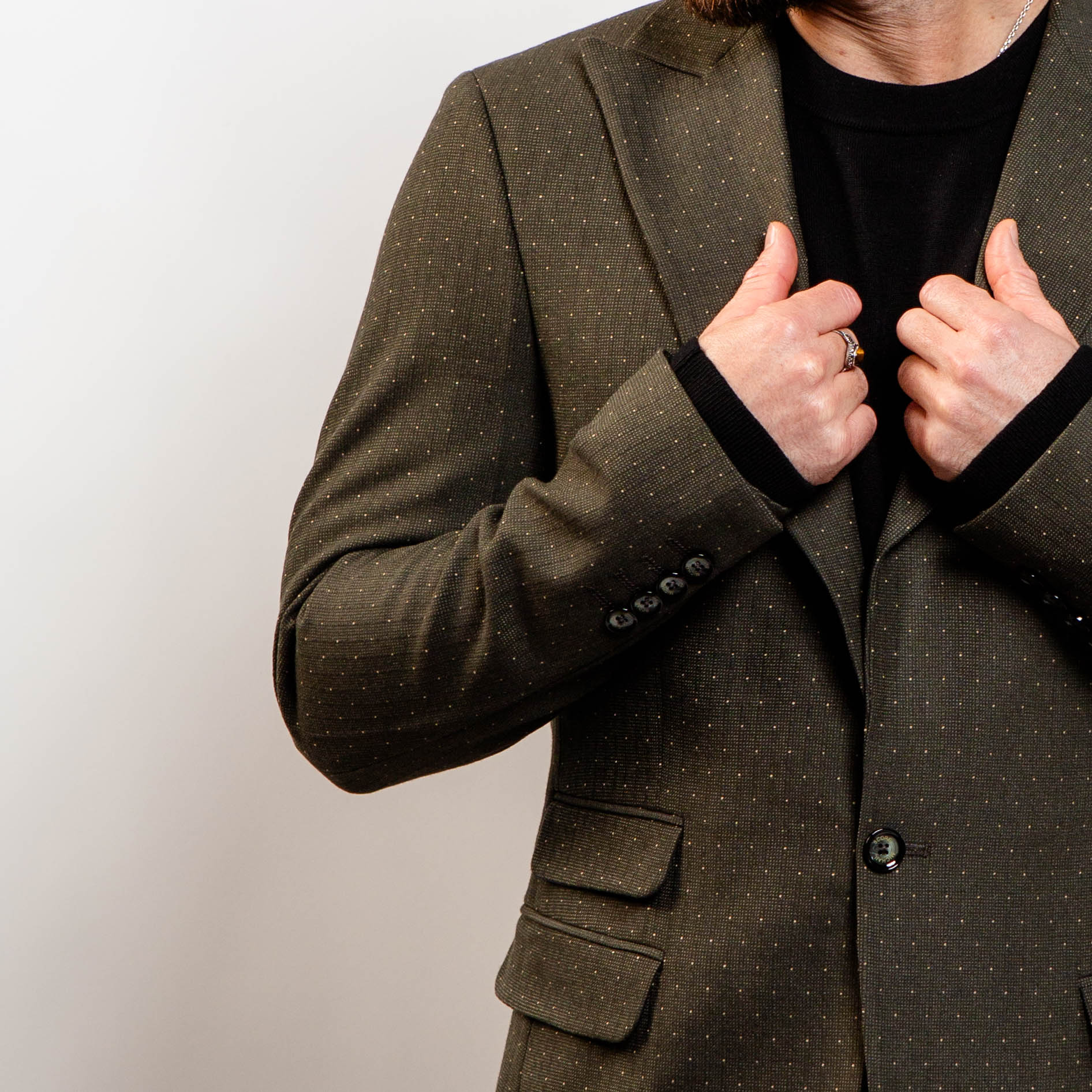 Textured olive blazer with micro pattern