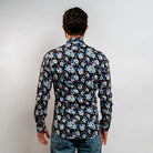 modern black flower print shirt