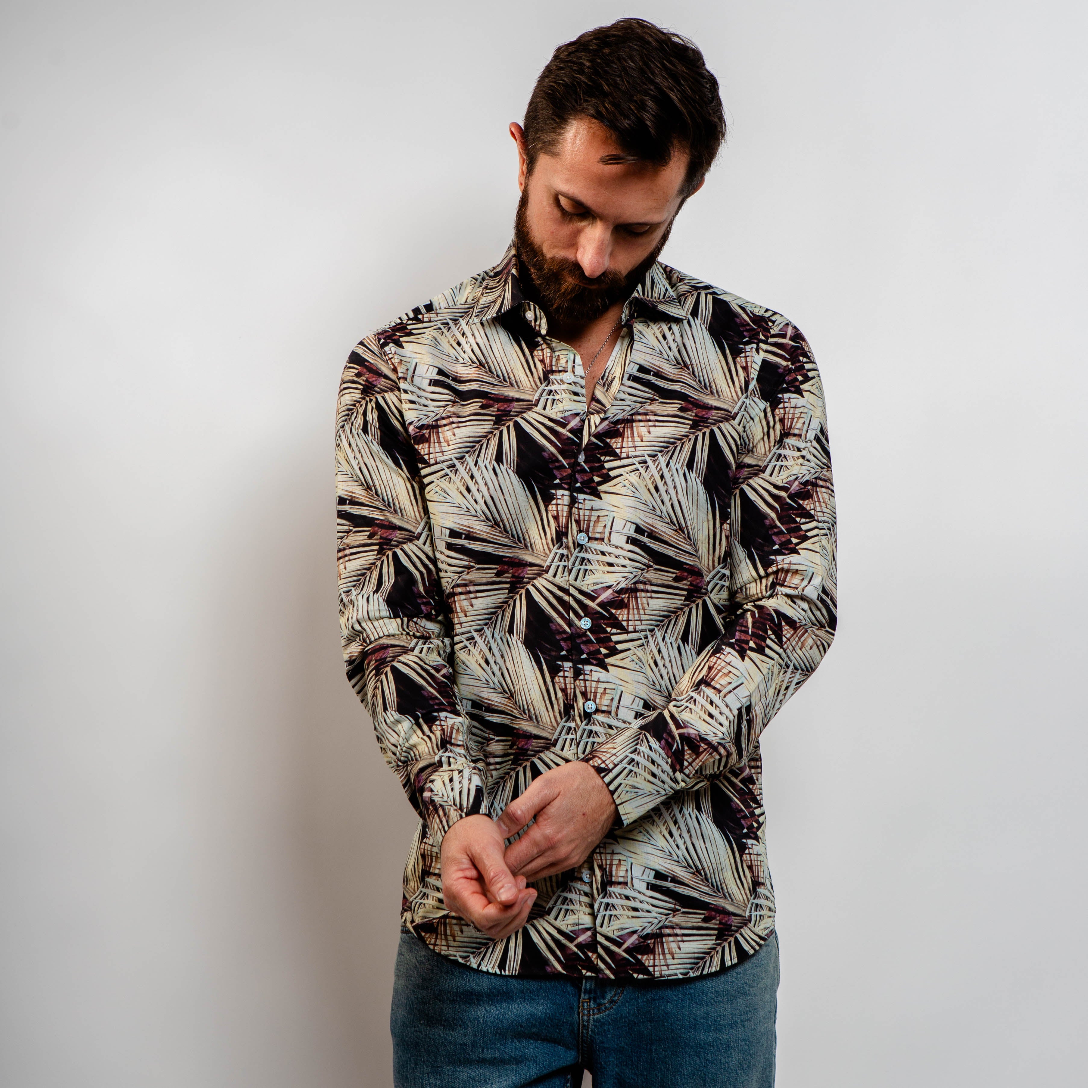 printed cotton button-up