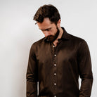 luxury brown cotton shirt