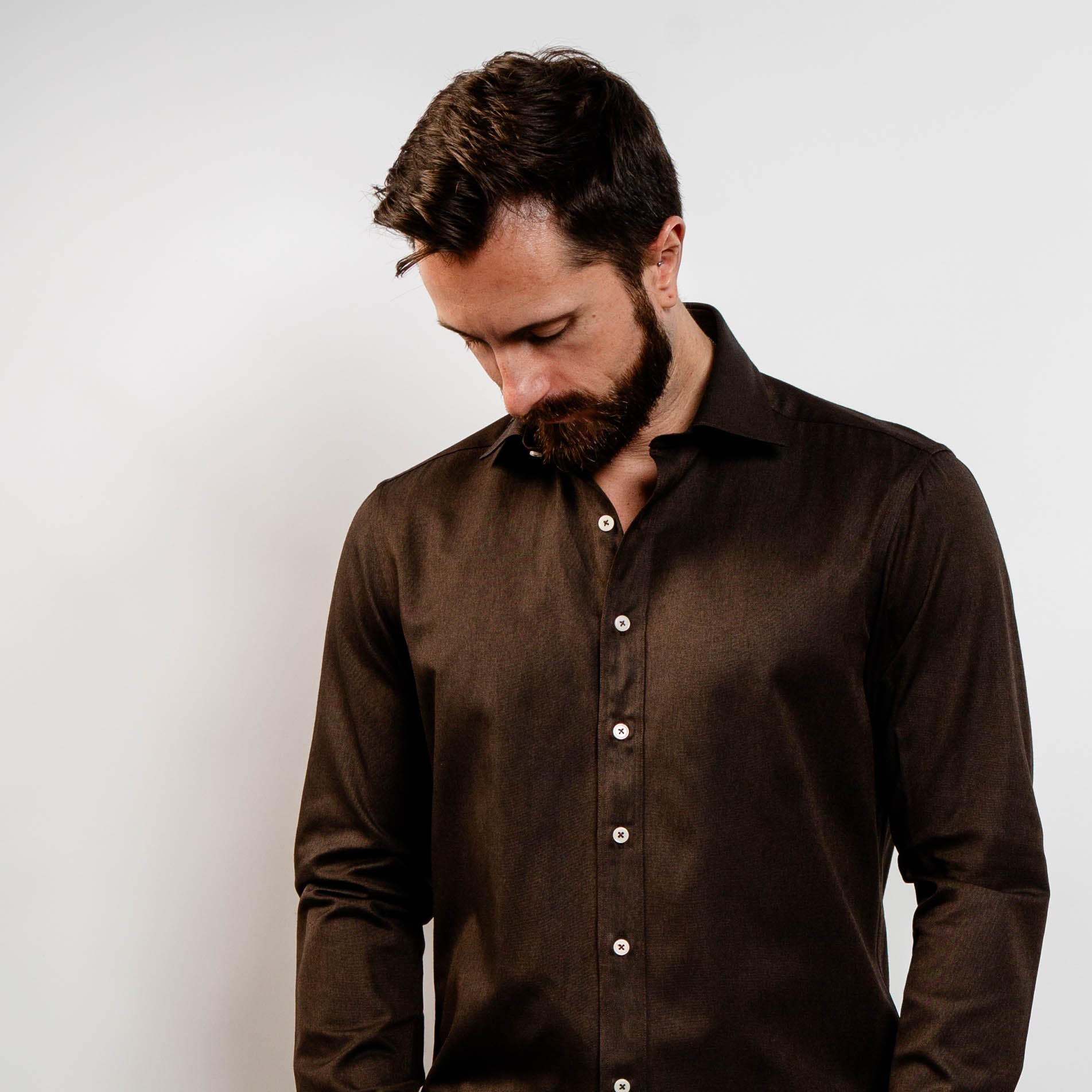 luxury brown cotton shirt