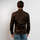 brown tailored button-up