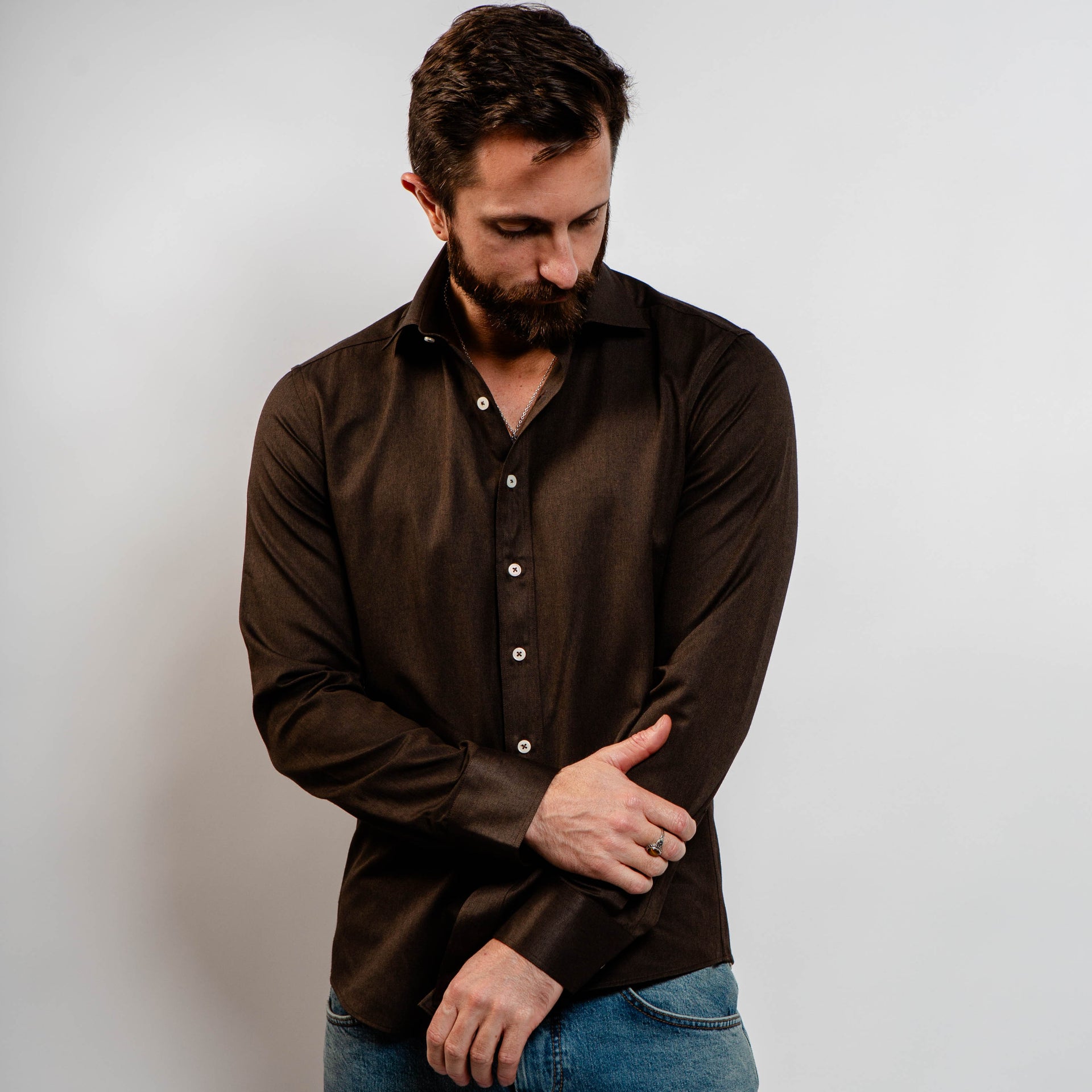 Dress Shirt Espresso BIA BORO MENSWEAR Dress Shirt Espresso BIA BORO MENSWEAR