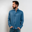 modern pinstripe shirt blue