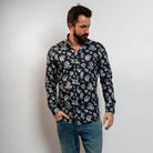 modern floral button-up shirt