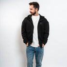 black cotton jersey hooded zip jacket