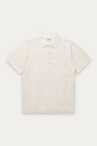 mens knit polo off white relaxed fit