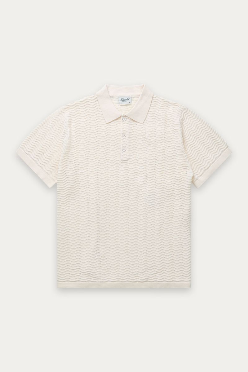 mens knit polo off white relaxed fit