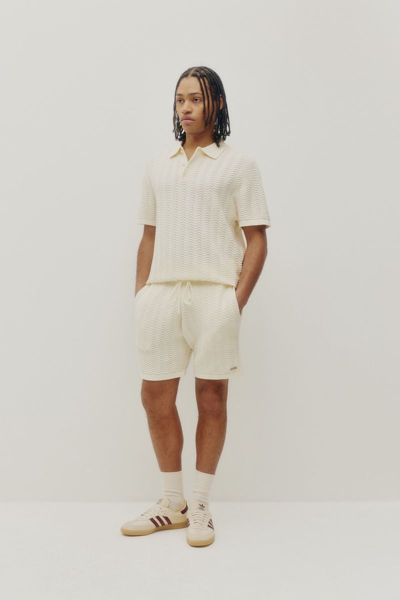 minimal knit polo off white styling