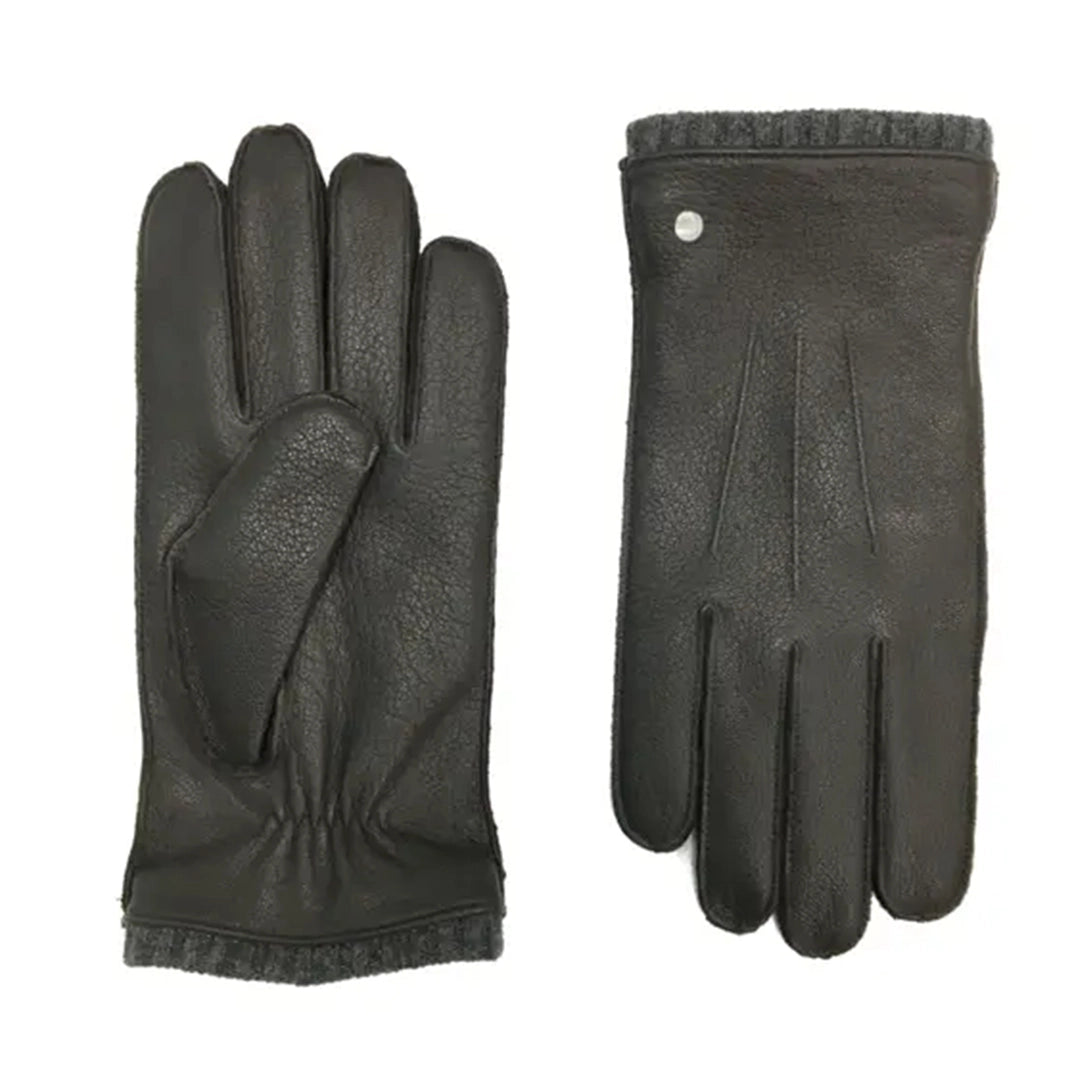 brown deerskin leather gloves ribbed cuff detail bia boro menswear